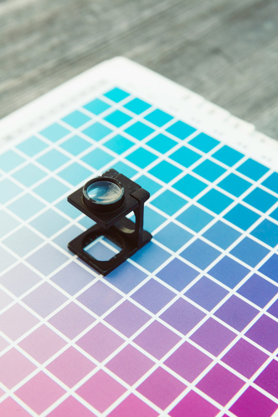 A sheet showing a spectrum of colors