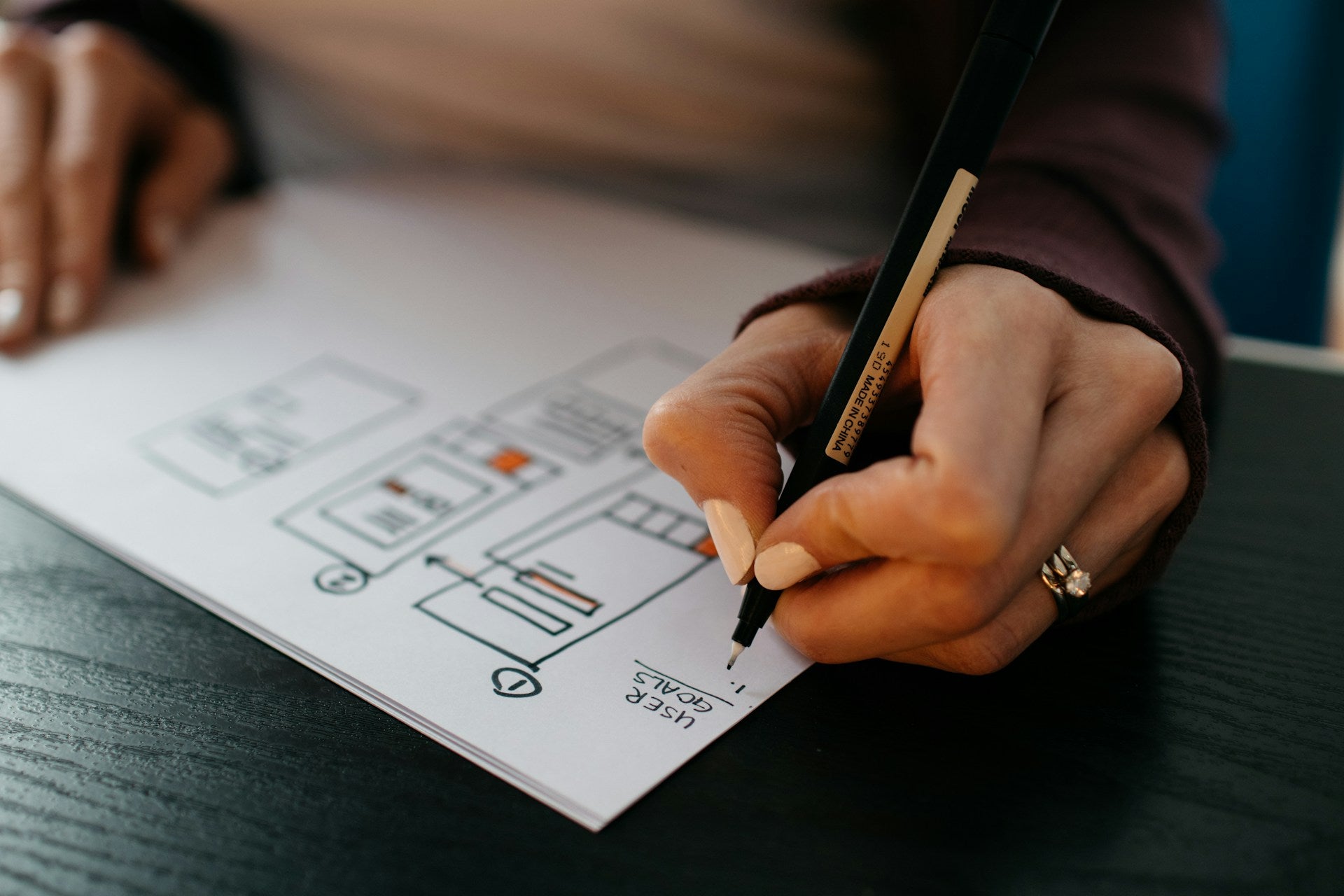 Someone creating a plan on a piece of paper